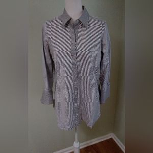Chico's Poplin Stripe Mix Tunic Blouse
